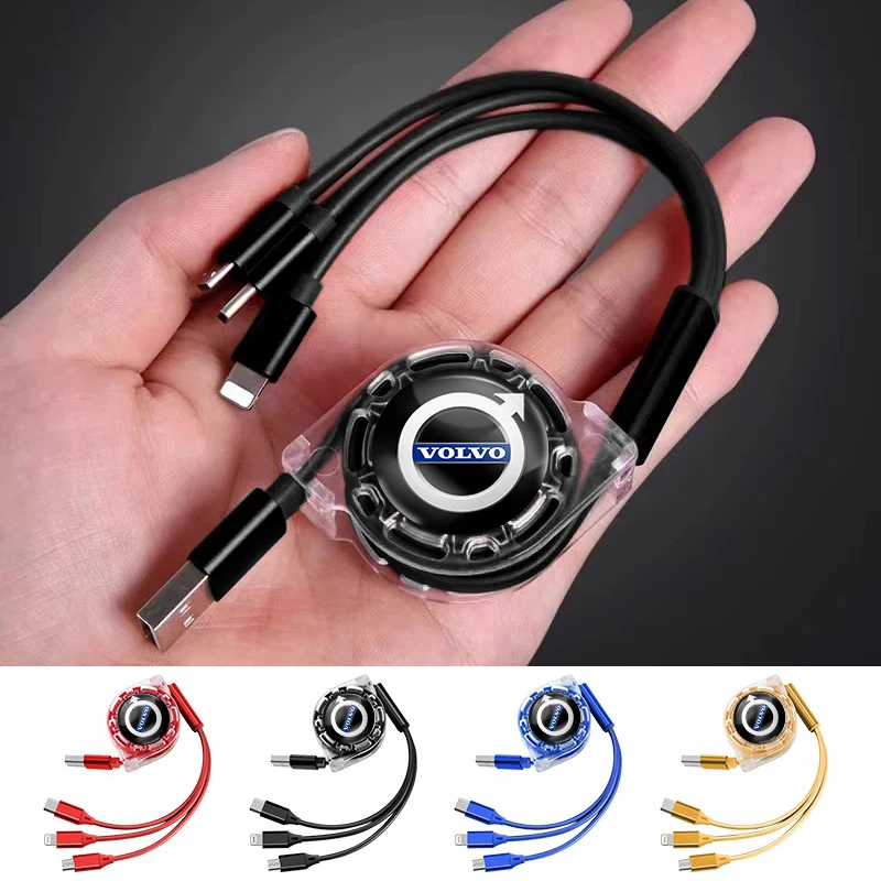 Cble de Charge 3 en 1, ligne de fil de Charge multi-ports pour Volvo V60 XC90 V40 XC60 V50 S60 C30 V70 S90 XC40 S80 T6 V90 EX30 EX90