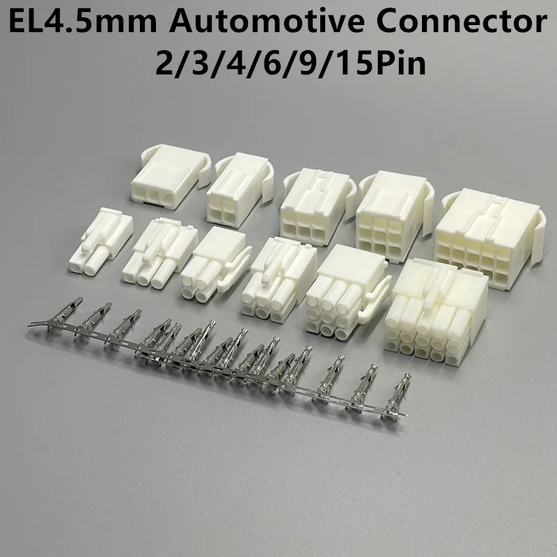 20Pcs Automotive Connector EL-2/3/4/6/9/15Pin Small Tamiya Connector EL4.5mm Multipole Connectors Male + Female Plug + Terminals