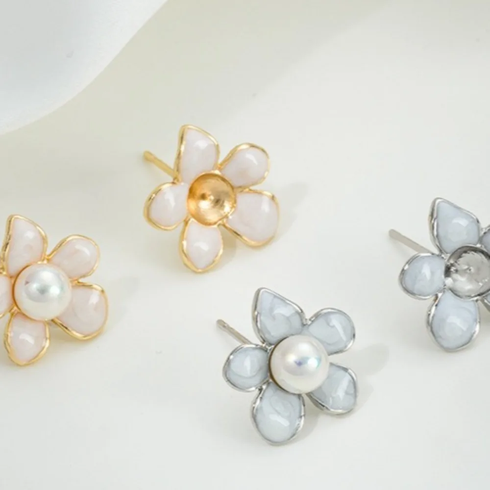 

Медные бусины 14-каратного золота, маленькие цветы, капельные масляные цветы, серьги из бисера, сделай сам, жемчужные серьги ручной работы, аксессуары, материал