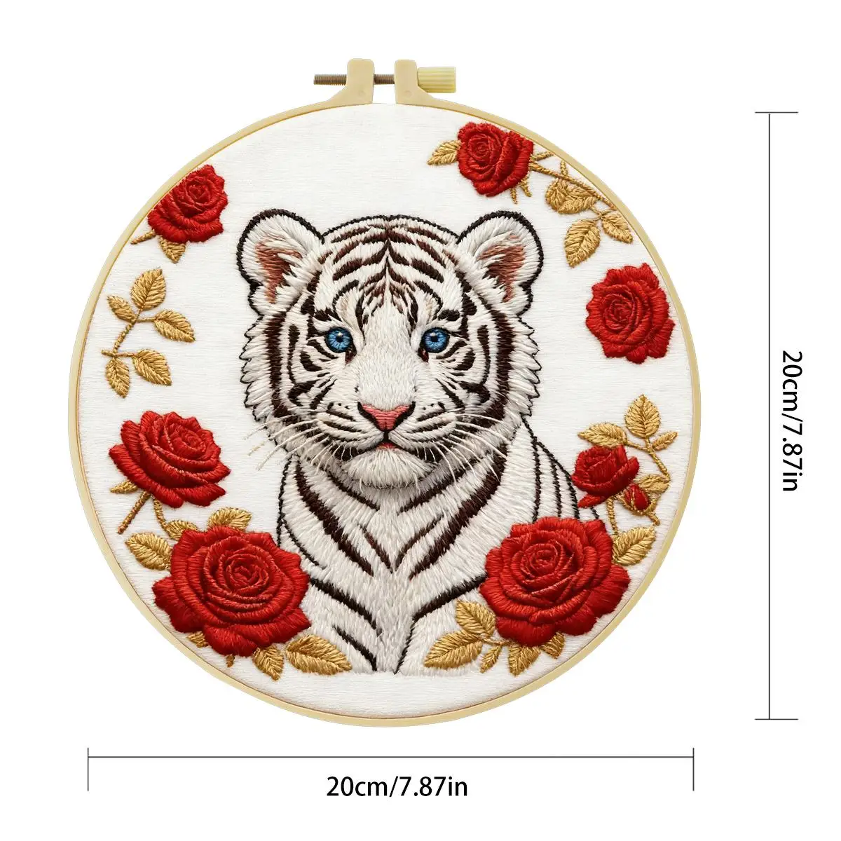 1 Stück 20X20CM/15X15CM 7,87/6,3 Zoll Weißer Tiger Stickerei Starter-Kit DIY-Kit DIY-Stickerei-Set für Anfänger – Detail 4