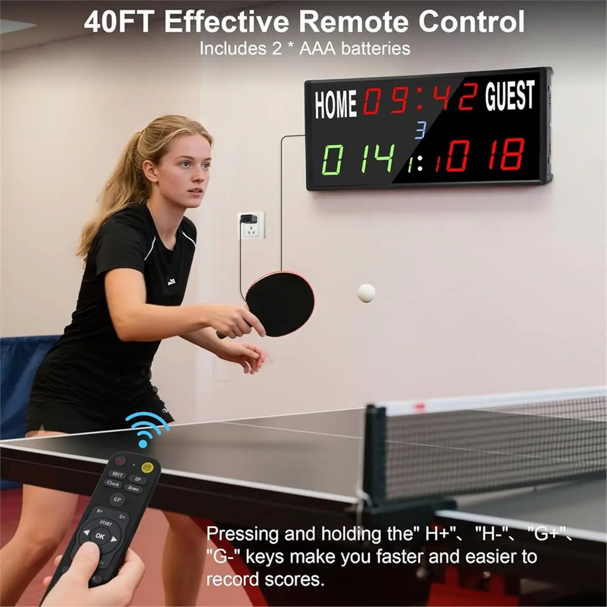 Choice Day Multi-Sport Digital Scoreboard with Remote & 24h Timer. for Basketball, Soccer, Cornhole, Table Tennis, . Us Plug