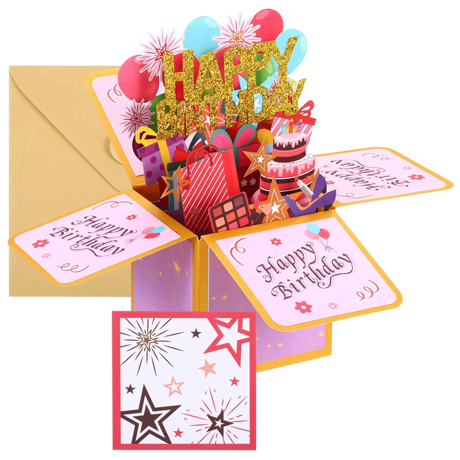 3D-Pop-Up-Geburtstagskarte, lila Schmetterlings-Blumen-Grußkarte mit Umschlag, kreatives Geschenk für Kinder, Erwachsene, Familie, Freunde – Detail 11