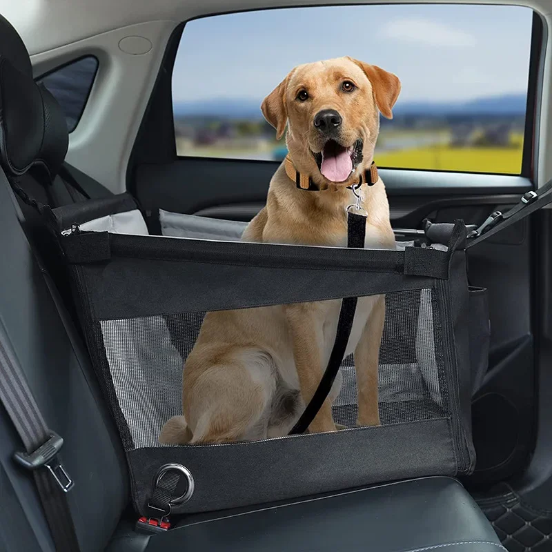 Bolsa de transporte de viaje para perros, cesta segura y cómoda para coche, instalación sencilla, cinta de ajuste para asiento de perro