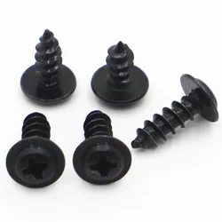 20-100pcs Black Carbon Steel Phillips Round Head PWA Screws M1.4 M1.7 M2 M2.3 M2.6 M3 M4 Self Tapping Screw With Pad