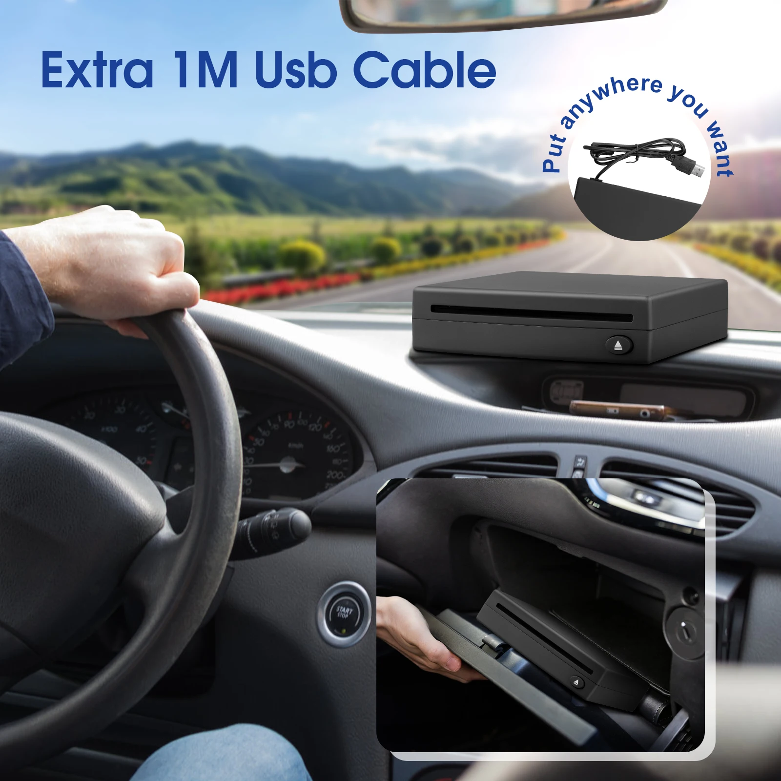 Car CD Drive Player External USB CD Player For Car Portable Plugs In CD Player For Android 4.4 And Above Navigation ﻿
