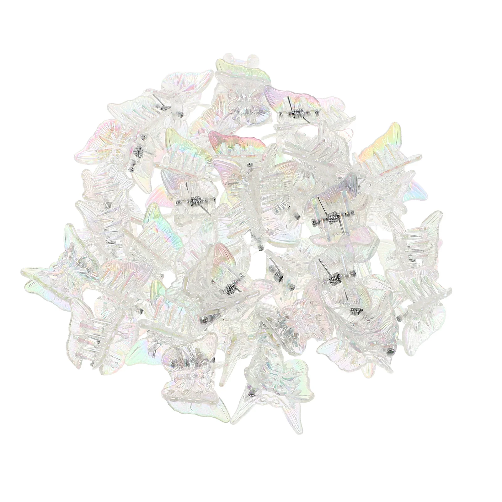 

100Pcs Butterfly Claw Clips Transparent Iridescent Hair Clips for Women Lightweight Secure Grip Small Clamps for Daily Wear and