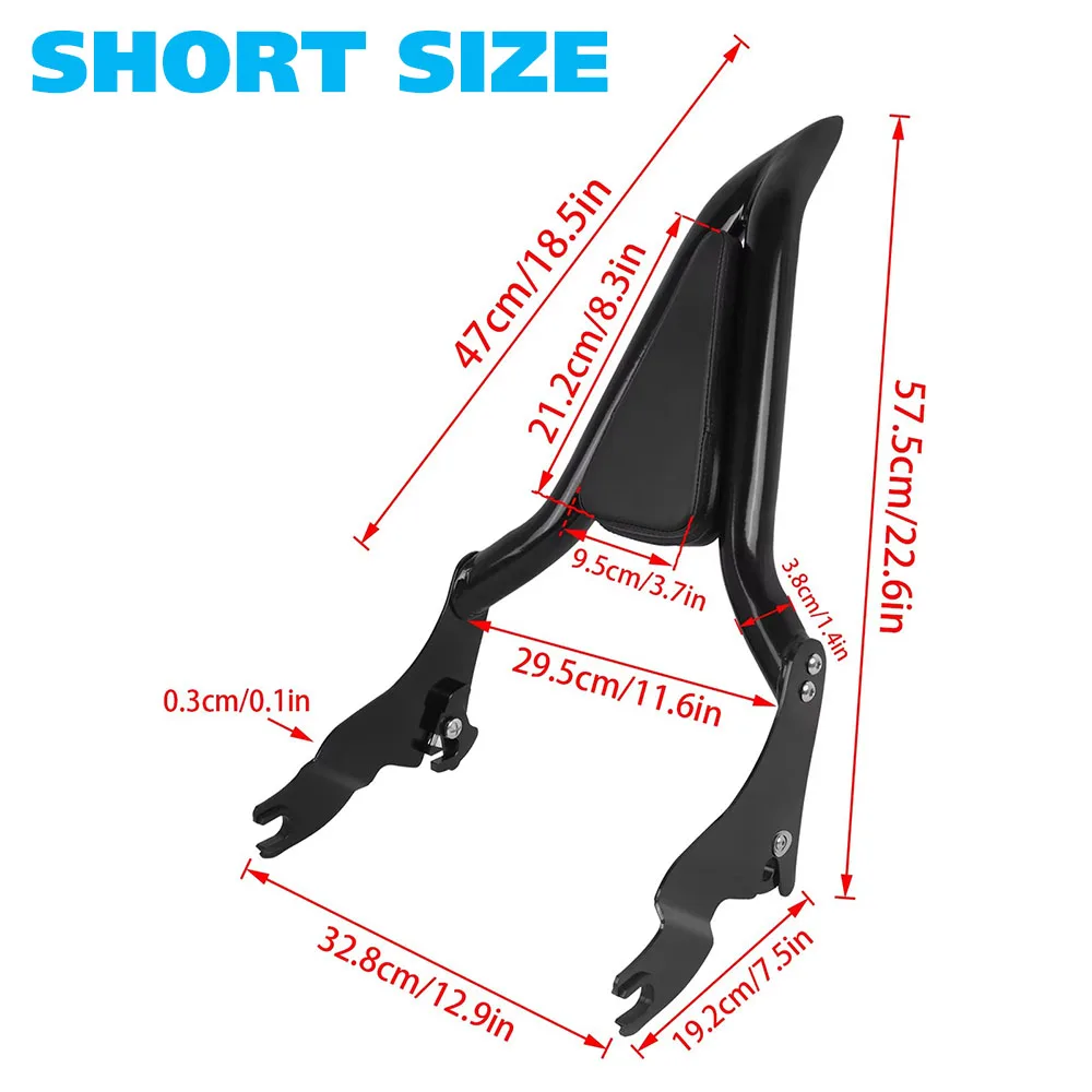 22"/26" Detachable Rear Passenger Sissy Bar Backrest For Harley Touring Street Electra Glide Road King FLHR FLTR FLHT FLHX 09-23 view 4