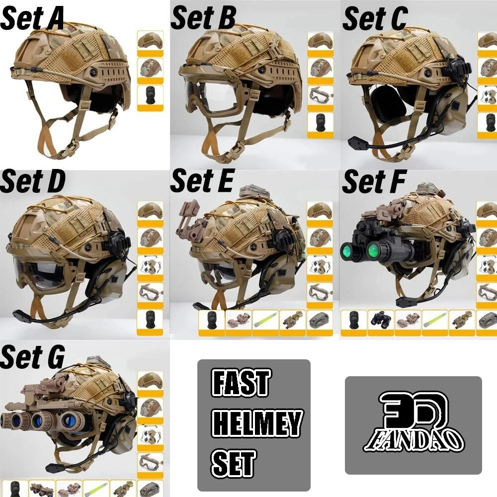 Tactical Fast Helmet Night Vision COD Set with NVG Model Hunting Paintball Shooting Impact-Resistant Protective Helmet Gear Set