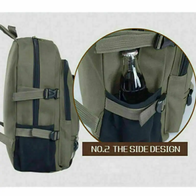 Men Canvas Large Backpack Rucksack Work Sports Travel Hiking Boys College Bag