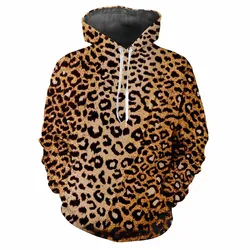 Men's digital printed personalized Leopard Print pattern hoodie, fashionable and trendy new style