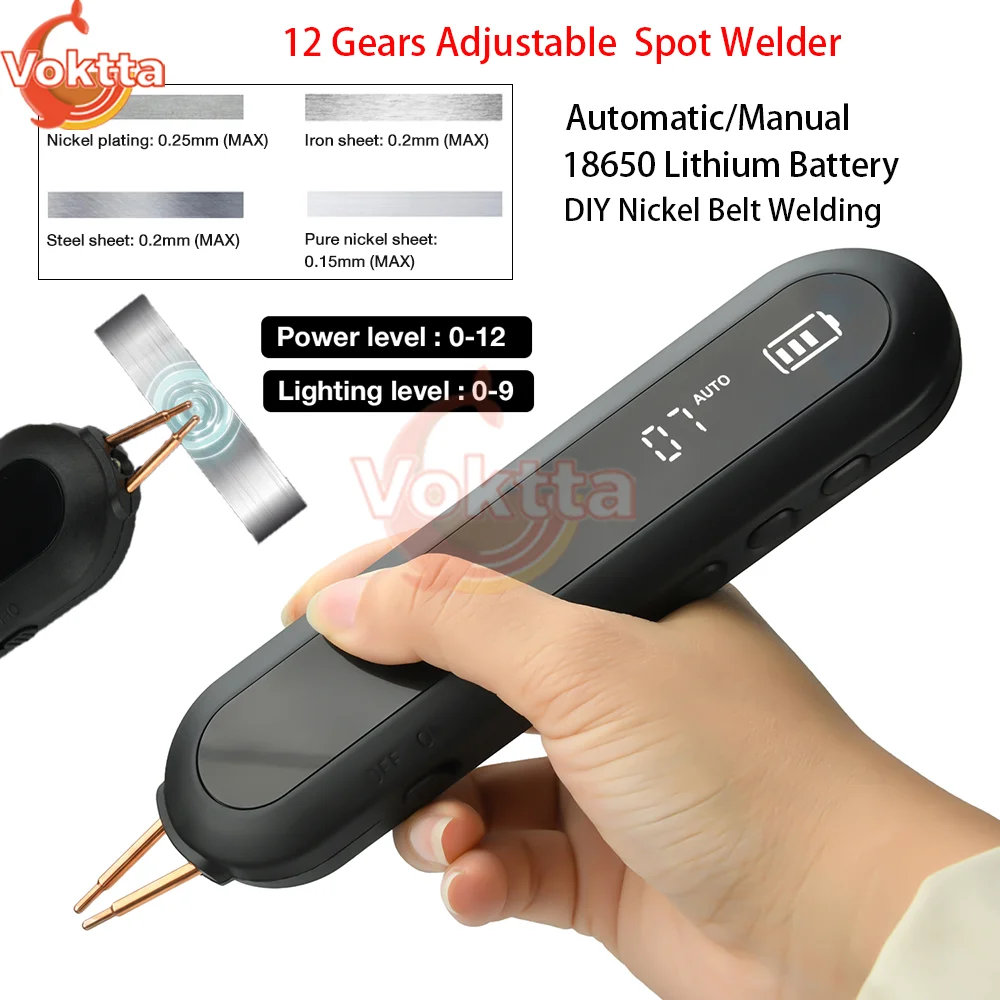 

12 Gears Adjustable Handheld Portable Spot Welder Automatic/Manual 18650 Lithium Battery DIY Nickel Belt Spot Welding Machine