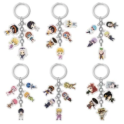 Anime Bizarre Adventure Keychain Cartoon Figure Acrylic Key Ring Kujo Jotaro Ghirga Narancia Bruno Pendant Accessorie Gift