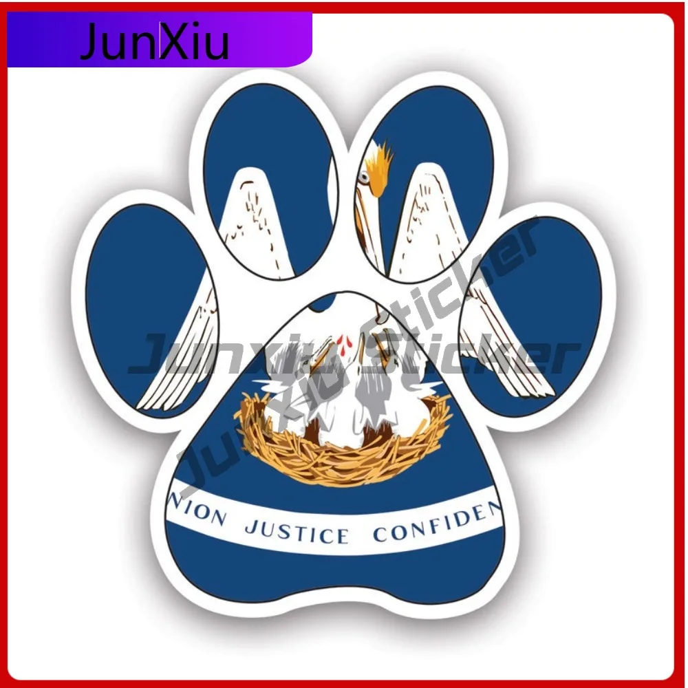 

Louisiana State Paw Print Shaped Sticker Cool Laptop Waterproof Vinyl Decal For Cars High Quality Unique Creative High Quality
