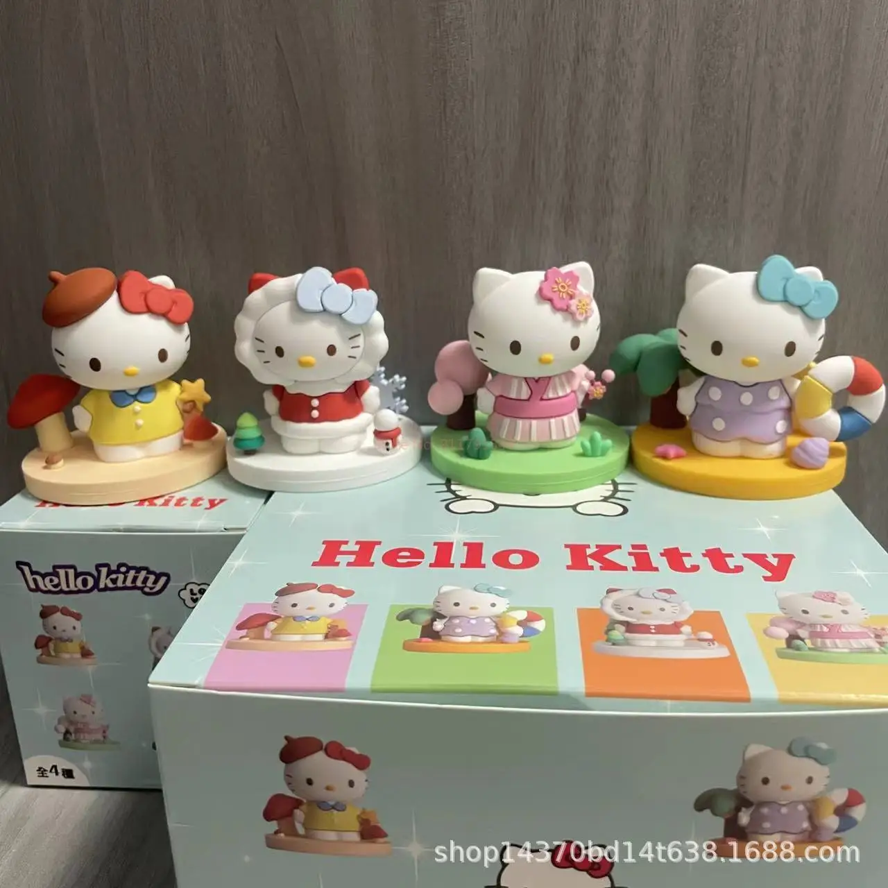 Cartoon Trio Hello Kitty Blind Box Four Seasons Fragrance Hello Cat Decoration Indoor Desktop Car Ornament Prezent dla dzieci