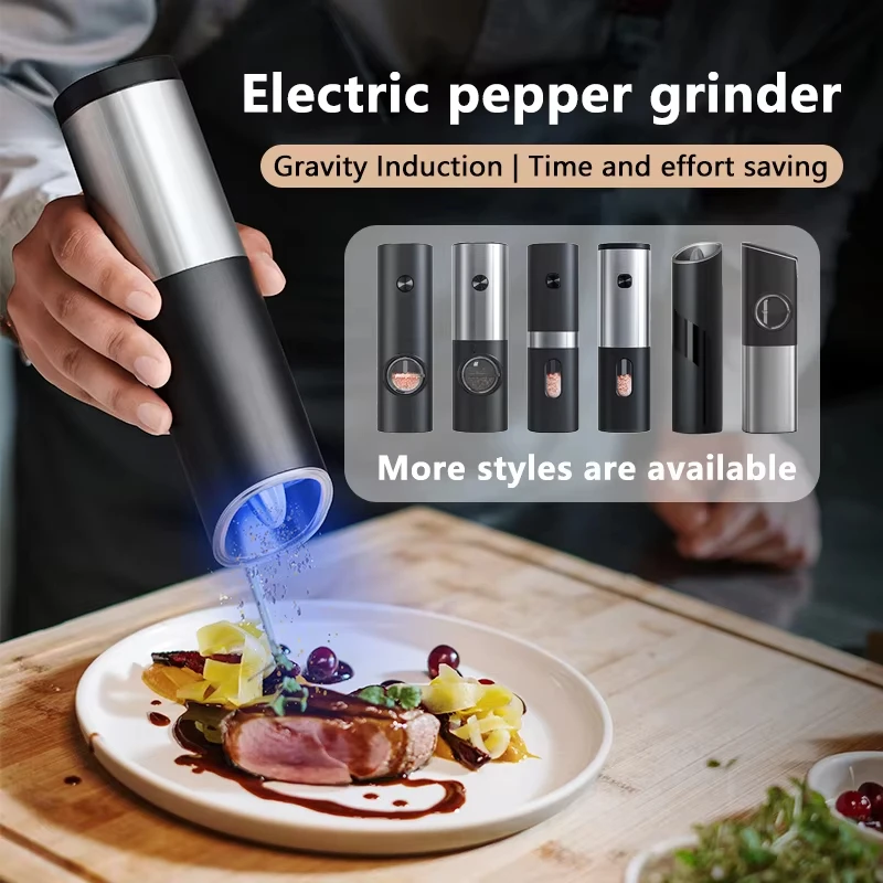 Electric Pepper Grinder Spice Automatic Mills Salt and Pepper Grinders Adjustable Coarseness Kitchen molinillo de pimienta