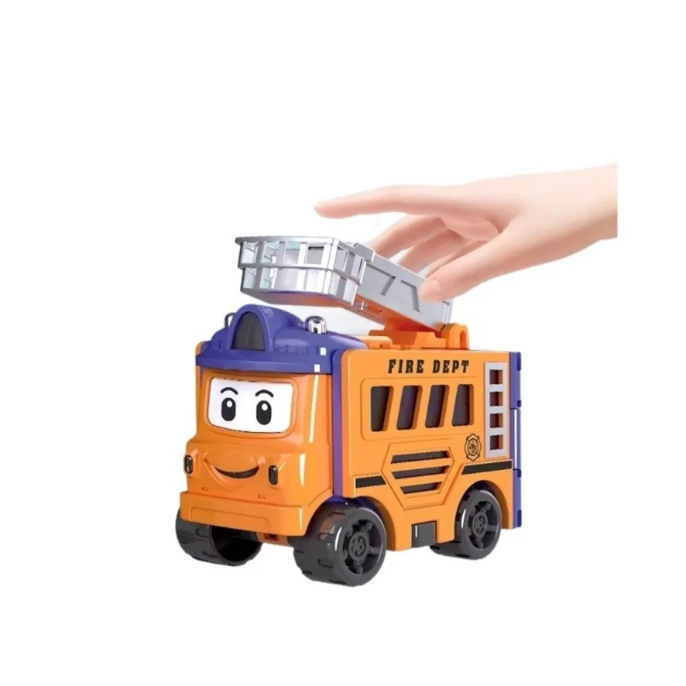 Cartoon Double-Sided Transformable Car Plastic Mini Inertia Engineering Vehicle Pull Back Pull Back Trucks