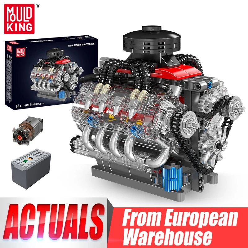 Mould King 10171 Technisches Motorspielzeug Der motorisierte LSX454 V8 Motor Baustein-Set Auto-Motor-Bausatz Kindergeschenk