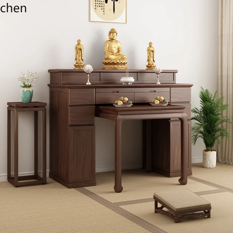 DSAblack walnut temple shrine stand cabinet Guanyin God of Wealth Bodhisattva offering table Shentai hall entrance table