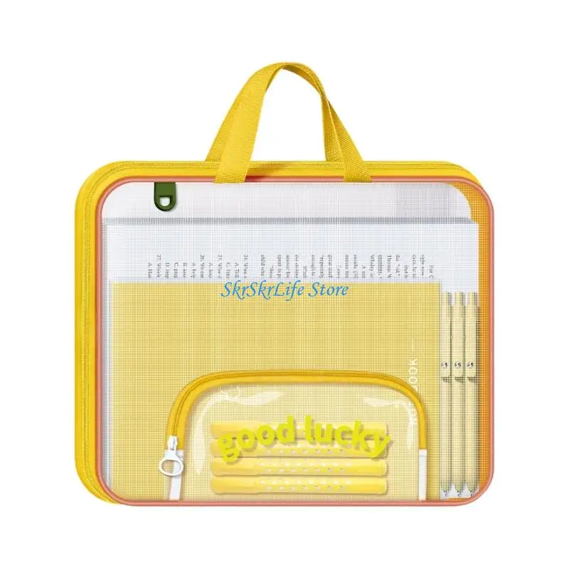 

E65E Сетчатые органайзеры для файлов большой емкости с застежкой-молнией и ручкой для переноски для хранения документов для и