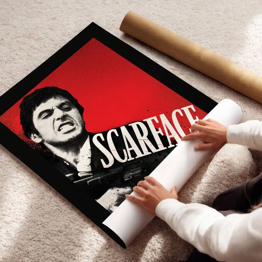 Scarface 1983 Al Pacino Poster Album Art Cover Film Movie Wall Waterproof Paper Sticker For Living Room Home Decor