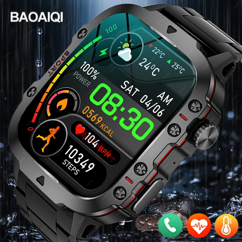 1.96 Inch Screen New Smart Watch Men Bluetooth Call 420 MAh Sport Waterproof Heartrate Blood Oxygen SmartWatch For Huawei Xiaomi