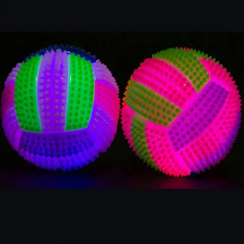 Spiny Light Up Dog Balls LED Bright Glowing Pet Spiky Ball Flashing Elastic Ball Ball Puppy Easy Interactive Gifts for Children