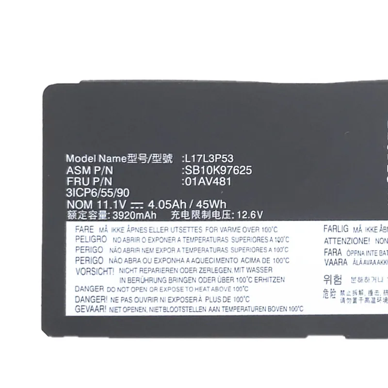 Laptop Battery For Lenovo ThinkPad L380  L390 Yoga Series S2 Yoga 2018 L17L3P53 01AV481  SB10K97625  L17M3P55  01AV482 SB10K9762