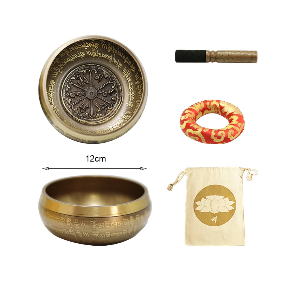 12cm Tibetan Brass Singing Bowl, Yoga Meditation Bowl for Sound Healing Stress Relief, Buddha Mindfulness Bowl Handmade view 2