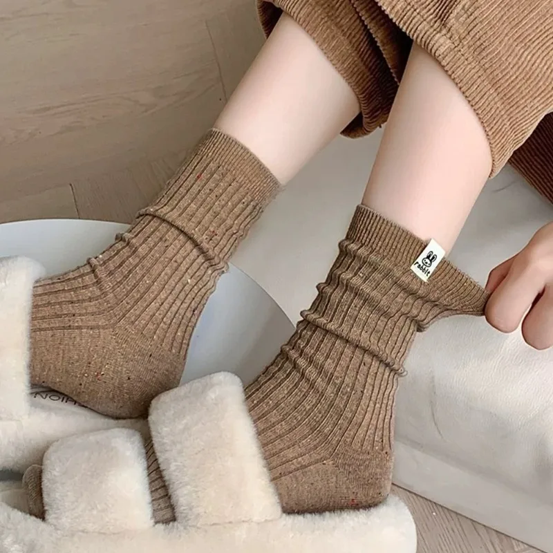 Women\'s Socks Korean Style Trendy Breathable Casual Dots Cartoon Crew Socks for Girls Novelty Color Warm Socks Comfortable Soft