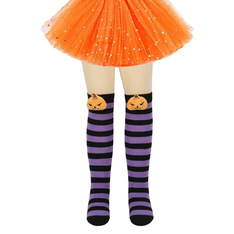 ハロウィン秋の新アクセサリーパンプキンかわいいオーバーニー漫画人形ソックス男の子と女の子用演技パーティーストッキング多用途