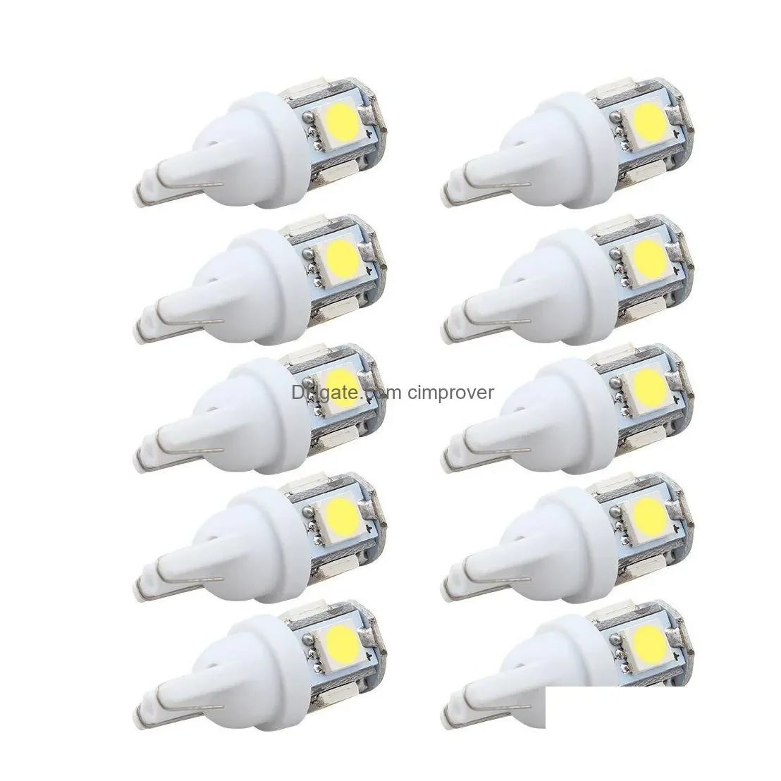 Car Bulbs 2Pcs Led Dc 12V Lampada Light T10 5050 Super White 194 168 W5W Parking Bb Wedge Clearance Lamp Drop Delivery Automobil