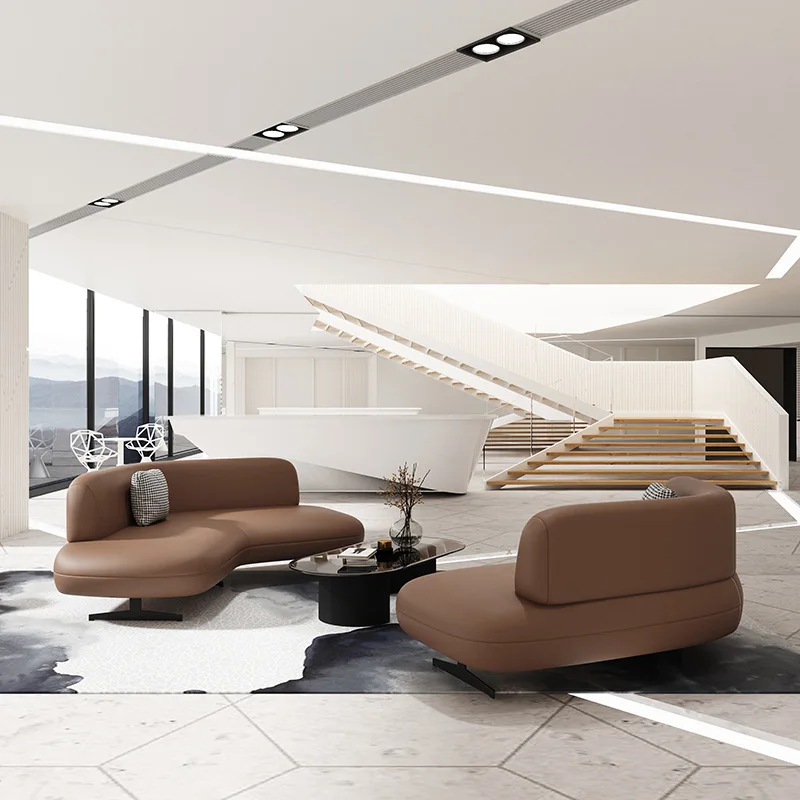 Office combination Leisure business reception room Meeting guests Lounge waiting area Leather Art Hotel special-shaped sofa set