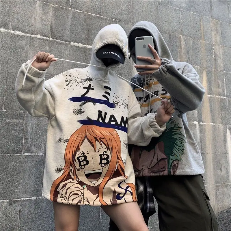 Cartoon Sweatshirt One Piece Zoro Creative Anime Joint Peripheral Fashion Print Student Loose Ins Hooded Casual Versatile Top