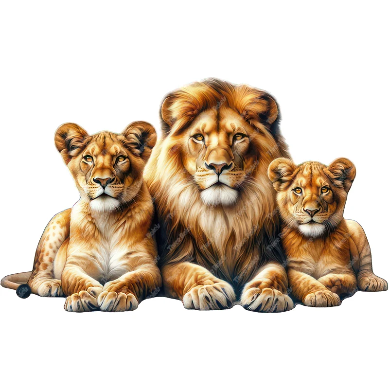Three Ratels QB96 Mighty Lion Family Cartoon Animals Wall Stickers for Home Decoration IPAD decals car hood stickers