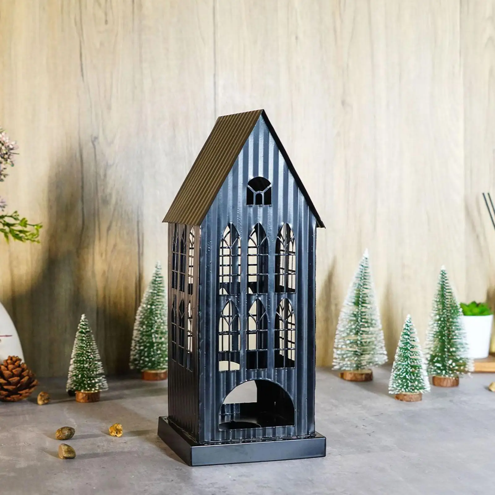 Christmas Candle Holder Metal Hollow Holiday Decor LED Candle Holder for Homeowners Apartment Living Room Bedroom Fireplace