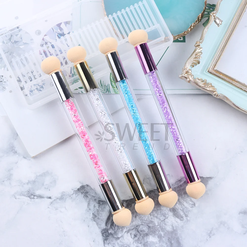 Sponge Head Nail Brush Ombre Effect Nail Art Pen Round Sharp Blooming Gel Polish Gradient Brushes for Manicure Accessories SA945