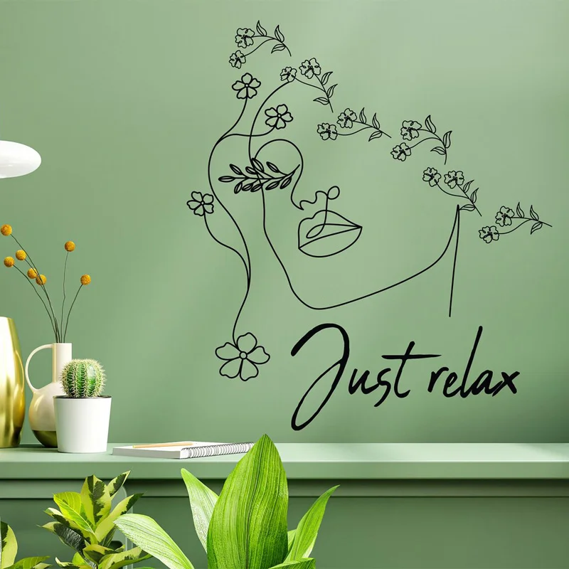 

Just Relax Quotes Spa Center Wall Art Decals Vinyl Beauty Salon Line Girls Decor Sticker Self-adhesive Removable Wallpaper Q040