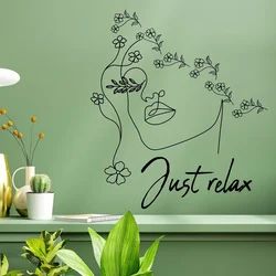 Just Relax Quotes Spa Center Wall Art Decals Vinyl Beauty Salon Line Girls Decor Sticker Self-adhesive Removable Wallpaper Q040