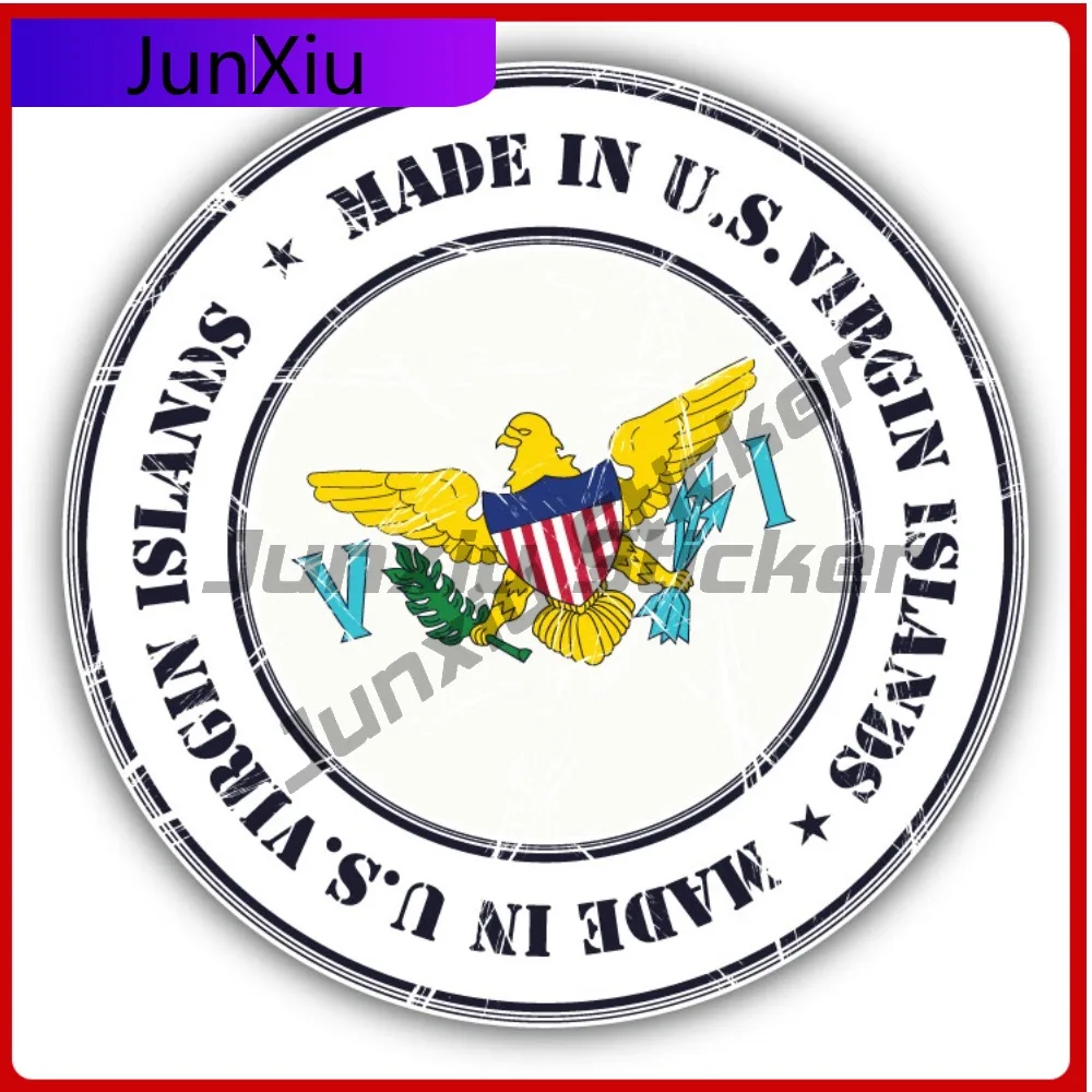 

Made In Virgin Islands Grunge Flag Stamp Car Decal Bumper Stickers Funny Style Laptop Use For Rear Win Auto Styling Accessory