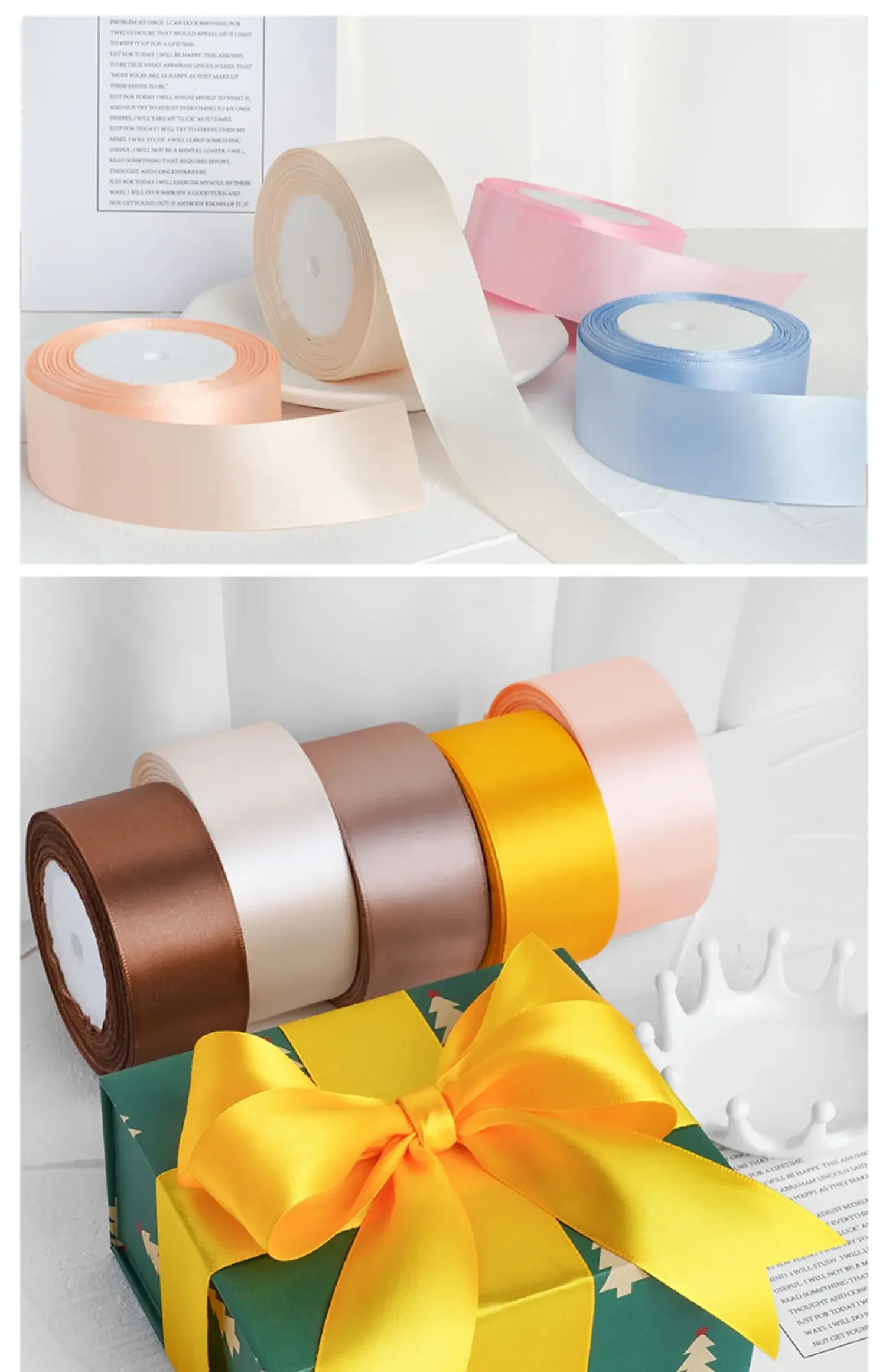 24-Yard Glam Style Acryl-Polyester-Band-Set zum Verpacken von Geschenken – dekorative Satinbänder für Weihnachten, Halloween, Ostern – Detail 7
