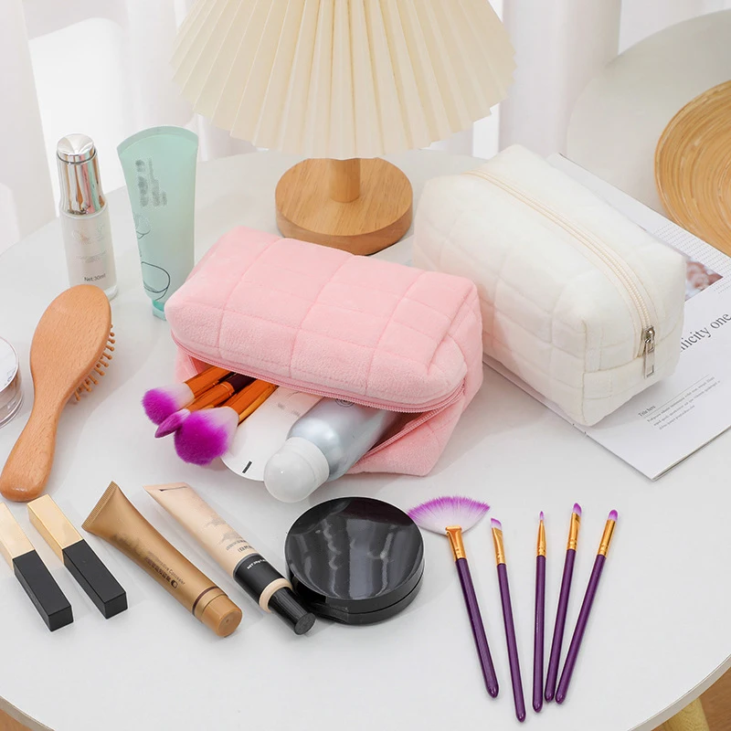 Schattige Bont Make-Up Tas Voor Vrouwen Rits Grote Effen Kleur Cosmetische Tas Reizen Cosmetische Tassen Schattige Mini Rits Toilettas