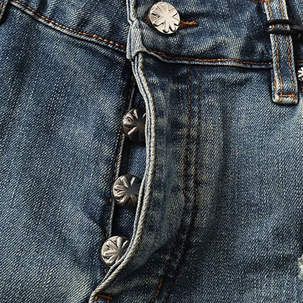 LOSTSHDWS 2025 New INS High Street Casual Men's Fashion Slightly Flared Denim Pants with Distressed Holes
