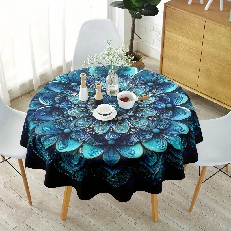 One Bohemian round tablecloth, suitable for home, kitchen, dining room and garden.zyc