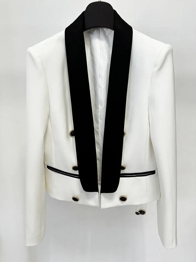 HIGH QUALITY Newest Fashion 2024 Designer Jacket Women\'s Shawl Collar Color Block Blazer