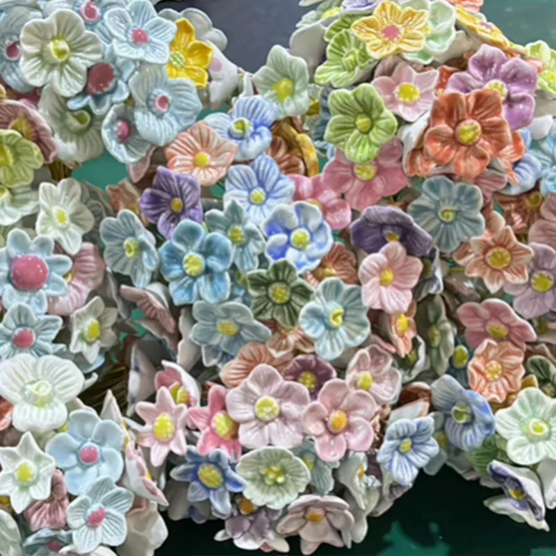 Ceramic Flowers Artificial Flowers High Temperature Handmade Decorative Bouquet Eternal Flowers Creative Gift Home Decoration