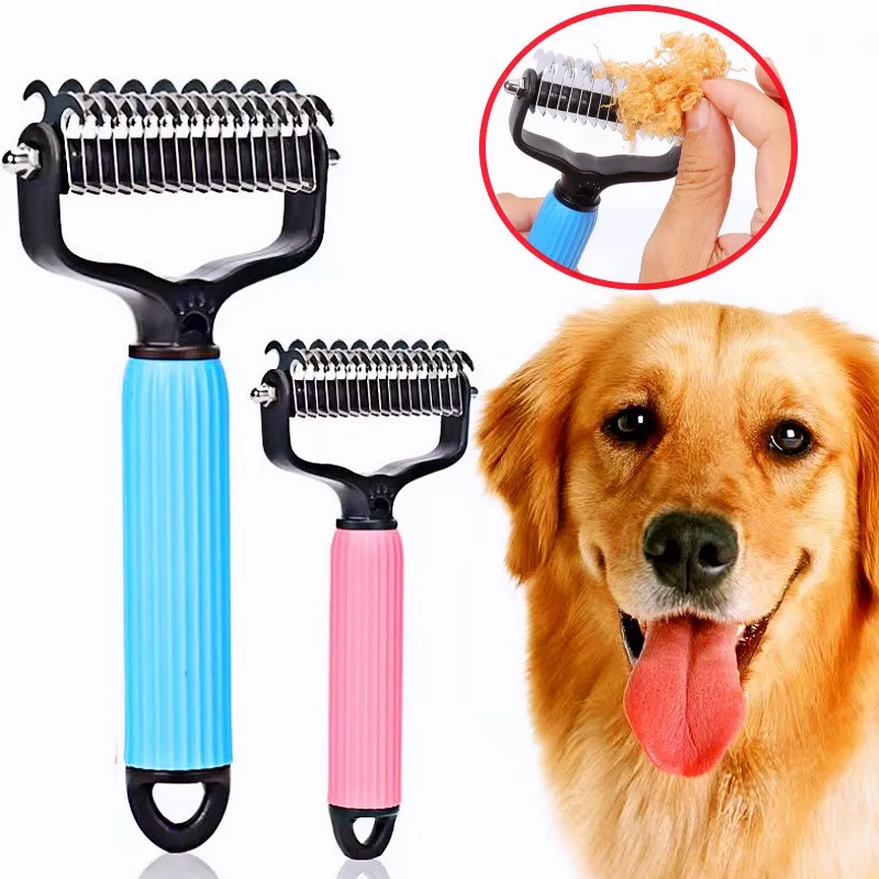 Dog Comb Knife Dogs Combs Double-sided Pet Hair Remover Stainless Steel Dog Brush for Hair Knot Cleaning Dogs Brush Pet Products