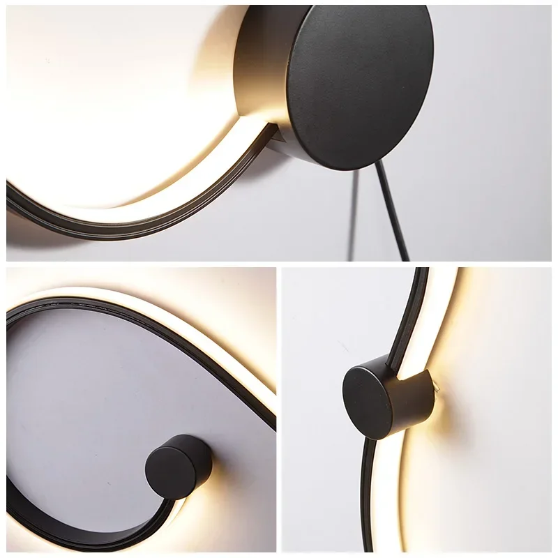 Simple Linear Wall Lamp LED Snake Shaped Decorative Light Three Color Dimming Indoor Lighting Bedside Lantren for Living Room