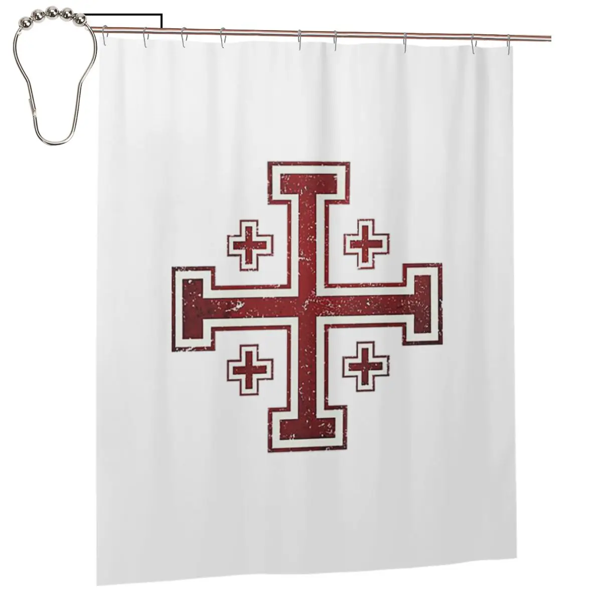 

Jerusalem Cross Medieval Knights Cross Crusader Shower Curtain Bathroom Polyester Waterproof Bath Curtains with Hooks