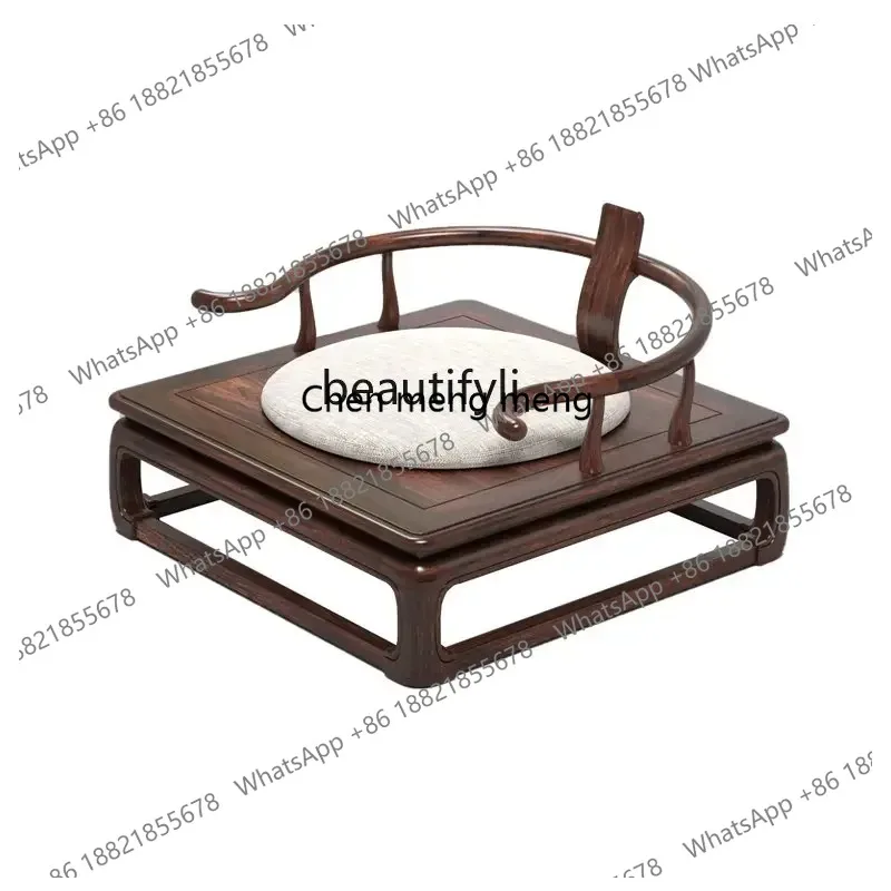LHY26 ss zq Round-Backed Armchair Solid Wood Buddha Single Tatami Antique Meditation Chair Cross Leg Za-Zen Chair Short Tea Chai