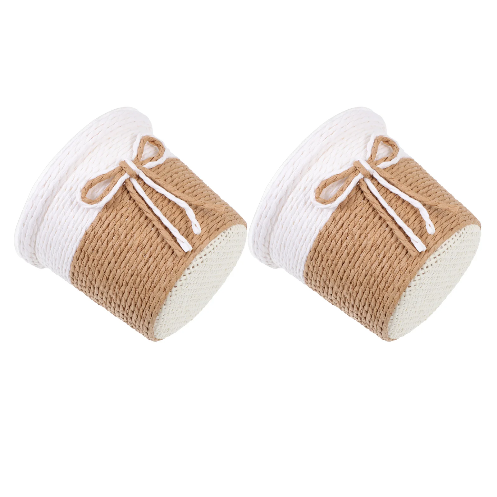 

2 Pcs Paper Rope Flower Basket Creative Planting Pot Balcony Garden Decorations Waterproof Container Green Plants Cactus